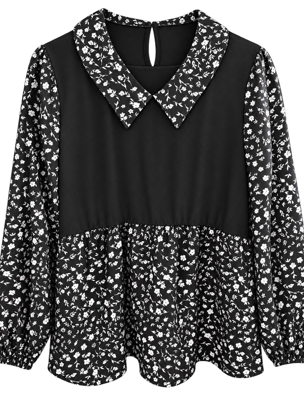 Black and White Floral blouse XL
